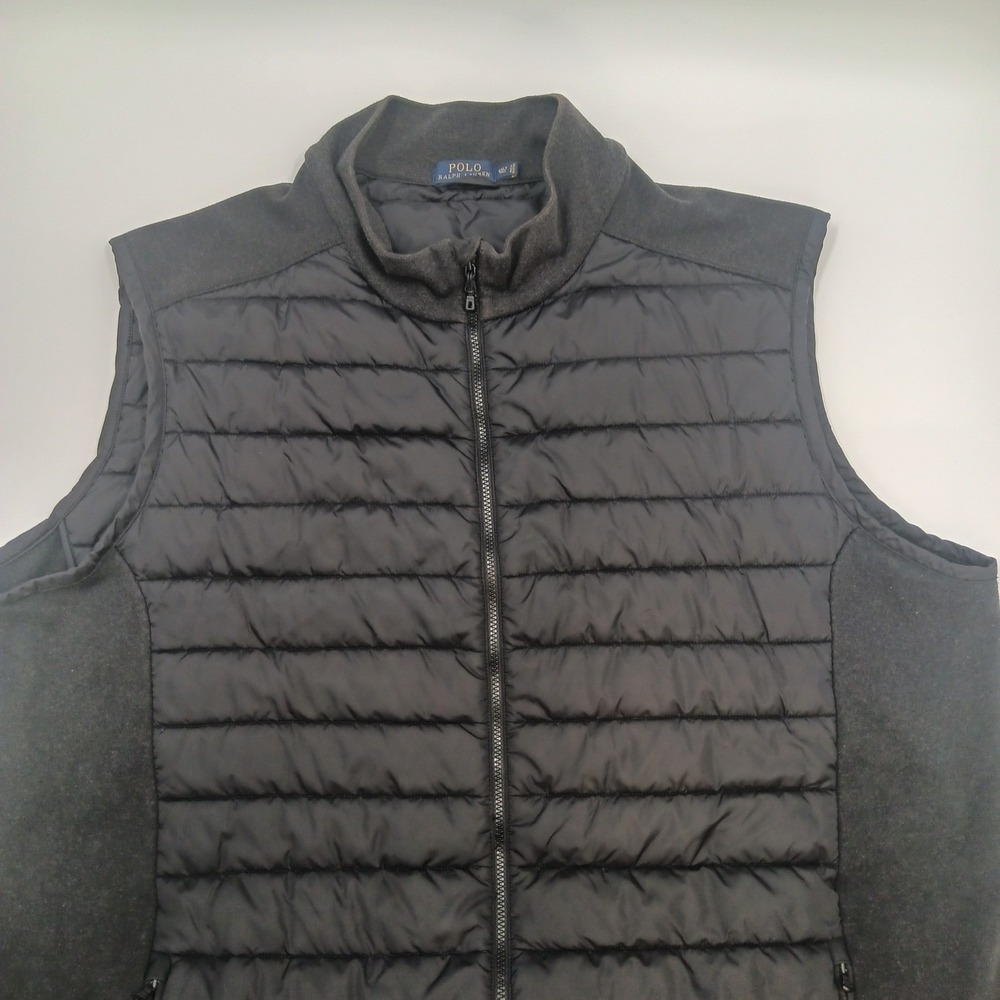 Polo Ralph Lauren Mens Hybrid Puffer Vest Black Quilted Knit 4XLT Big & Tall